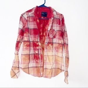 American Eagle Distressed Destroyed Plaid Top